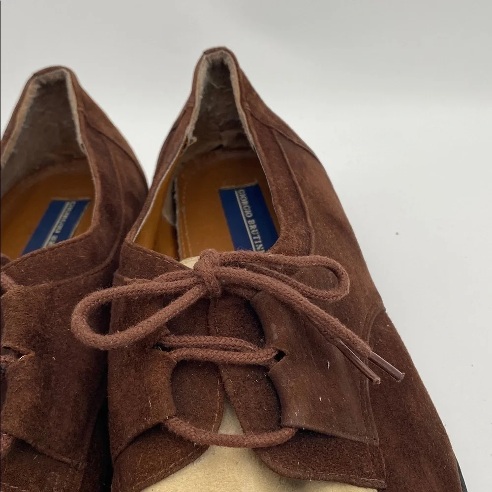 Giorgio Brutini Brown and Cream Suede Oxfords penny loafer mens 13M Y2K grandpa